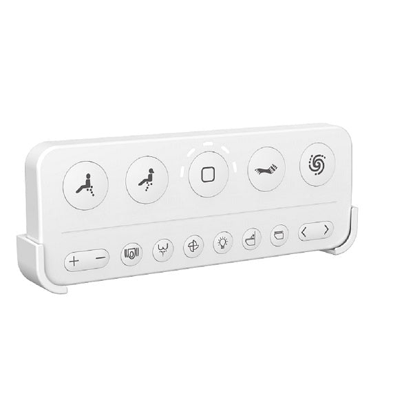 White electronic control panel with various icons of Cascada Florence smart toilet
