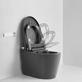 Milano smart toilet side view with auto-open lid revealing ceramic bowl interior and radar sensor mechanism