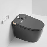 Matte gray smart toilet rear view showing power connection water inlet and jet siphon flushing system outlet