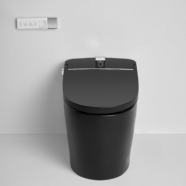Cascada Milano matte black smart toilet with auto-open lid and heated bidet seat in modern bathroom