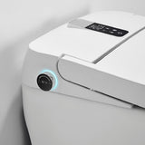 Close-up of a modern toilet with a control panel and buttons Cascada Milano white smart toilet