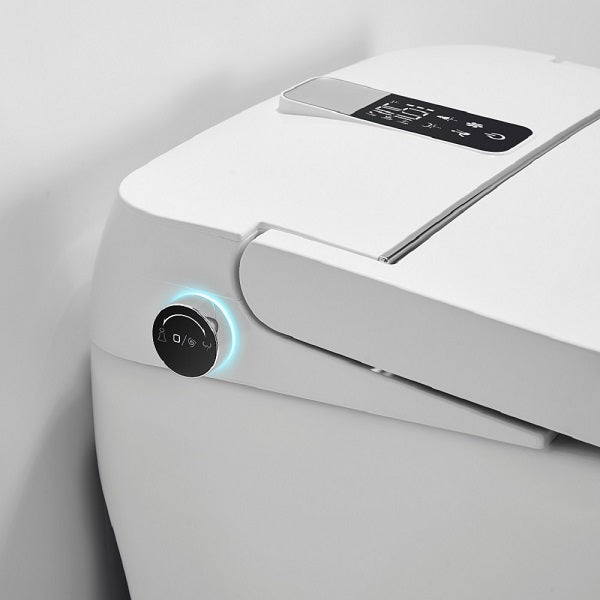 Close-up of a modern toilet with a control panel and buttons Cascada Milano white smart toilet