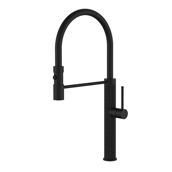 Cascada Modern Matt Black Pull Down Kitchen Faucet With Sprayer - Cascada Showers