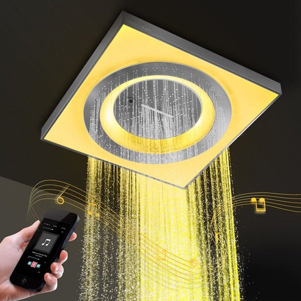 LED Music Shower System with Dual Showerheads