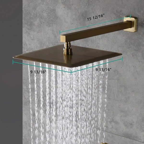 Cascada Pompeii 12" Brushed Gold Shower Set - Cascada Showers