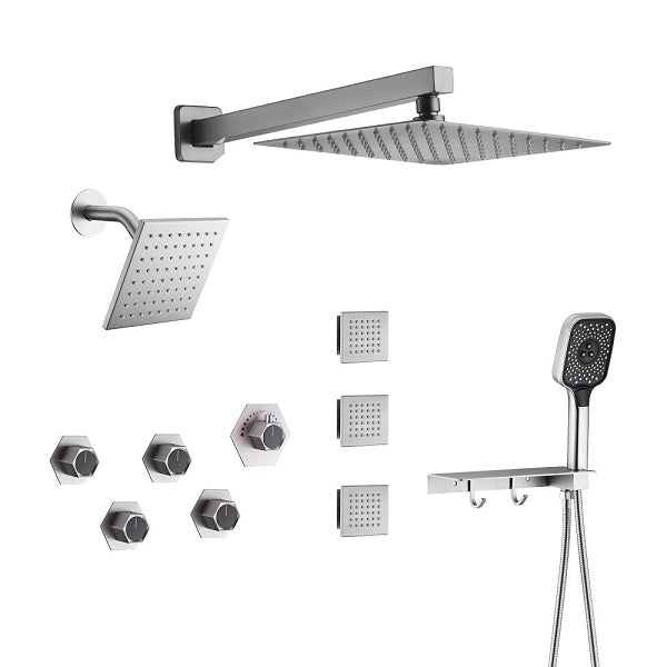 Cascada Pompeii 12" Brushed Nickel Shower Set - Cascada Showers