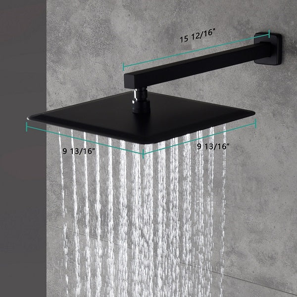 Cascada Pompeii 12" Matte Black Shower Set - Cascada Showers