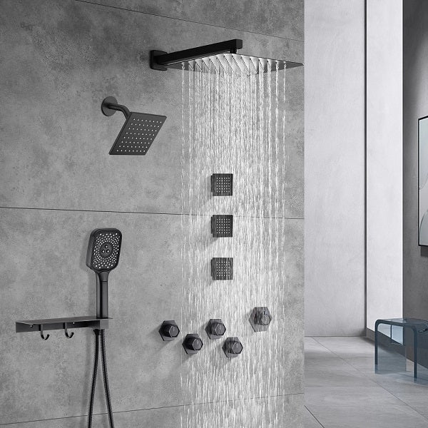 Cascada Pompeii 12" Matte Black Shower Set - Cascada Showers