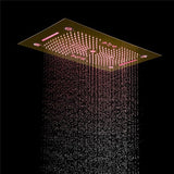 Cascada Rainbow 16"x28" Brushed Gold LED Bluetooth Shower System - Cascada Showers