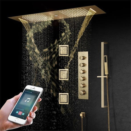 Cascada Riviera 12"x36" LED Bluetooth Shower System - Cascada Showers