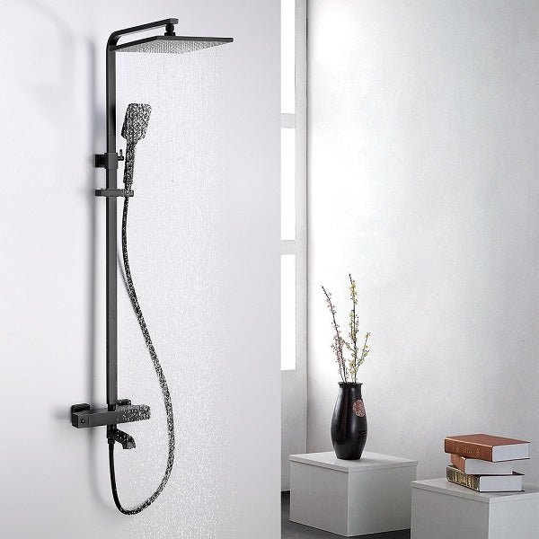 Cascada Rubinetto 10" Matte Black Thermostatic Shower Faucet - Cascada Showers