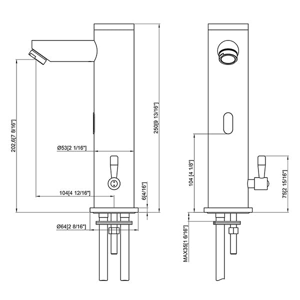 Cascada SensiFlow Elite Automatic Bathroom Vessel Sink faucet - Cascada Showers