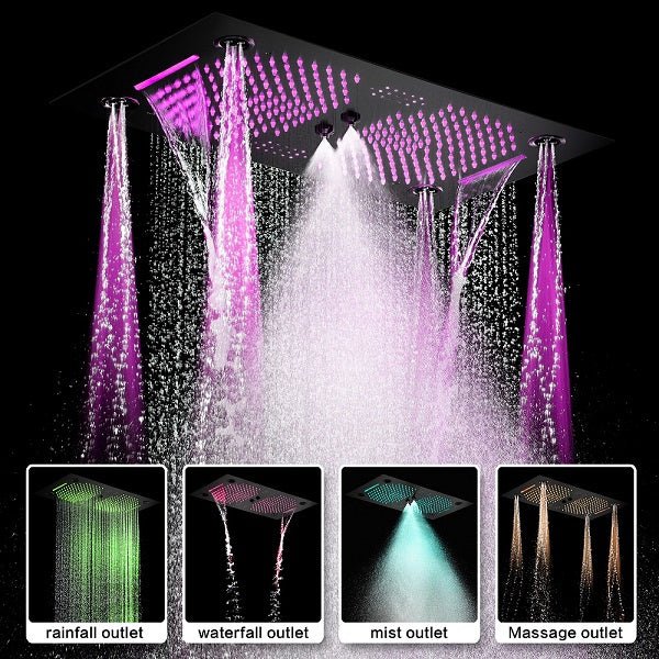 Close-up of LED lights on Cascada Sicilian Music Waterfall Shower System