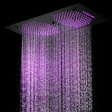 Rain showerhead close-up with LED lights in Cascada Sicilian Waterfall Shower System