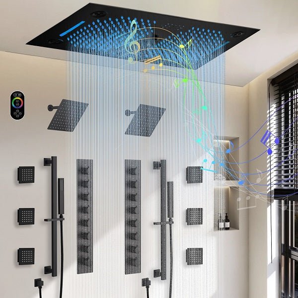 LED water flow detail on Cascada Sicilian 16x28 Music Shower System
