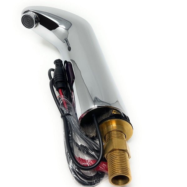 Chrome faucet handle with electrical wiring of Touchless SmartFlow automatic sensor faucet