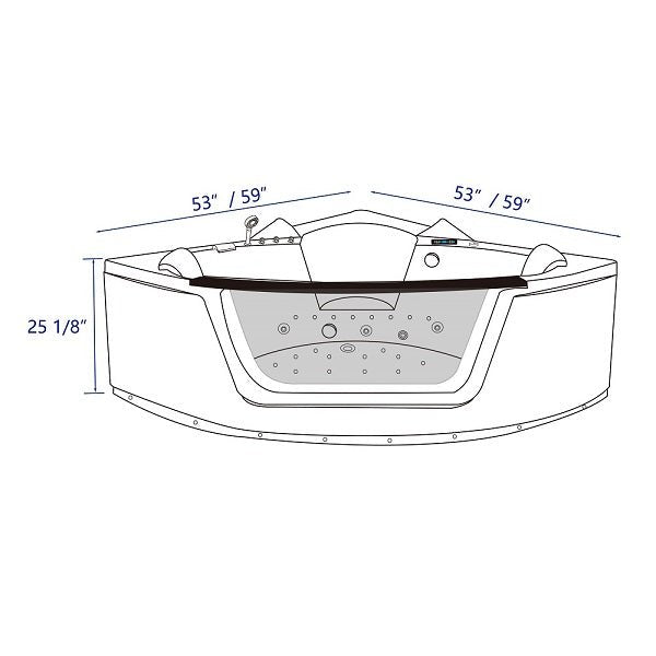 Cascada Venice Black Corner Jacuzzi Shower Bathtub with LED and Bluetooth