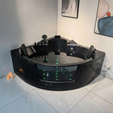 Cascada Venice Black Corner Jacuzzi Shower Bathtub with LED and Bluetooth