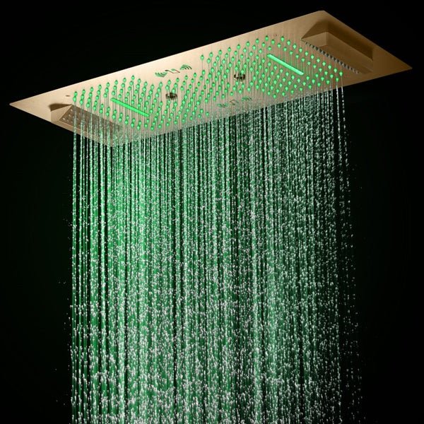 Cascada Verona 16"x36" Brushed Gold Music LED Digital Shower System - Cascada Showers