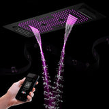 Cascada Verona 16"x36" Matte Black Music LED Digital Shower System - Cascada Showers