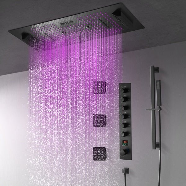 Cascada Verona 16"x36" Matte Black Music LED Digital Shower System - Cascada Showers