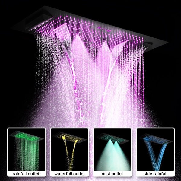 Cascada Verona 16"x36" Matte Black Music LED Digital Shower System - Cascada Showers