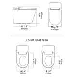 Diagram showing dimensions of a toilet seat and cover