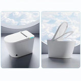 White toilet with open lid against a sky background