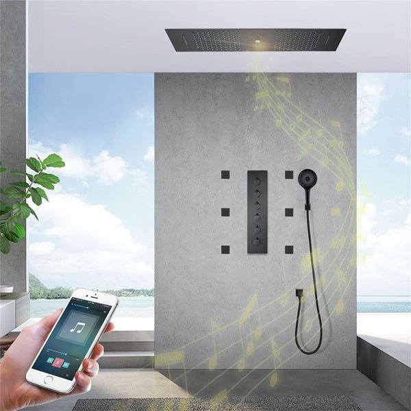 Cascada Victoria 12"x36" LED Bluetooth Shower System - Cascada Showers