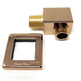 Cascada square shower elbow installed on bathroom wall