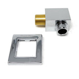 Square shower elbow connecting handheld shower hose to wall outlet