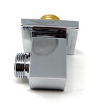 Wall mounted shower elbow brass fitting close up thread view