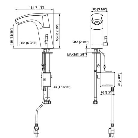 Cascada WaveTouch Brushed Nickel Best Touchless Bathroom Faucet - Hot & Cold - Cascada Showers