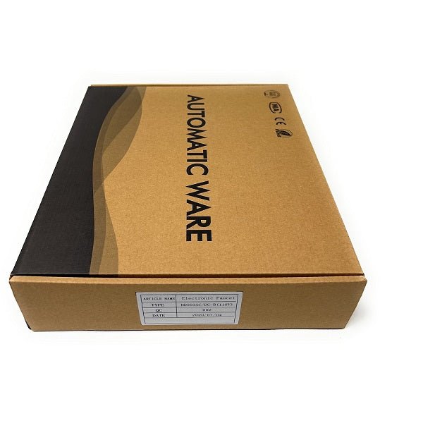 Cardboard box with 'Automatic Ware' branding of EcoMotion sensor faucet