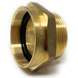 Close-up of BSPP female to NPT male brass thread adapter