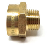 Brass plumbing fitting on a white background