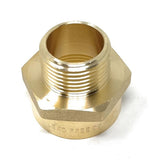 Metric BSPP to NPT brass adapter for 1" to 1.25" pipe fittings