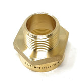Cascada 1 inch BSPP to 1.25 inch NPT adapter in lead-free brass for plumbing use