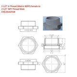 Lead-Free G Thread (British BSPP) Female to NPT Male Pipe Fitting Adapter - 1/4" - 4"