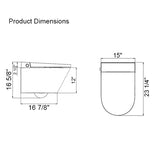 Cascada Torino Wall-Hung Smart Toilet, Dual Flush System