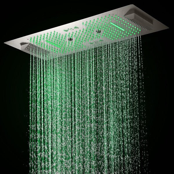 Verona 16"x36" Brushed Nickel Music LED Showerhead By Cascada Showers - Cascada Showers