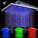10" Square Rainfall LED Shower Head - Cascada Showers