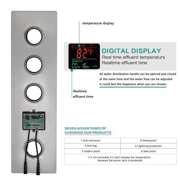 10" Thermostatic LCD Display Shower System by Cascada Showers - Cascada Showers