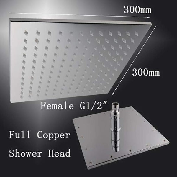 12" Square Rainfall LED Shower Head Cascada Square Rainfall LED Shower Head, Heavy Duty Metal (Without Shower Arm) shower leds, shawer led, lighted shower head, shower had led, led showerheads, showerhead with lights, color shower head, Large shower head