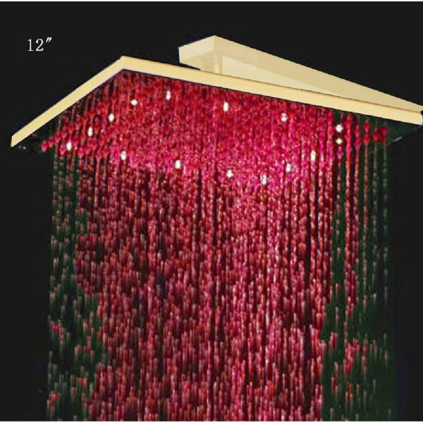 12" Square Rainfall LED Shower Head Cascada Square Rainfall LED Shower Head, Heavy Duty Metal (Without Shower Arm) shower leds, shawer led, lighted shower head, shower had led, led showerheads, showerhead with lights, color shower head, Large shower head 