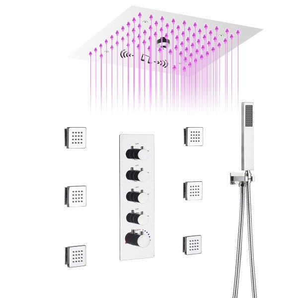 12” Music LED shower system with builtin Bluetooth Speaker Cascada Showers