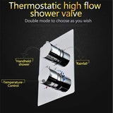 led shower system with dual thermostatic valve shower head shower head with handheld rainfall Shower Head led shower head best shower head oil rubbed bronze shower system bronze shower head set shower head Cascada Luxury 14"x20" Rectangle Ceiling Mounted Rainfall Thermostatic Shower Set, Multi Color Remote Control Stainless Steel shower head, thermostatic shower, rain shower, rain shower faucet, shower head sets for bathroom