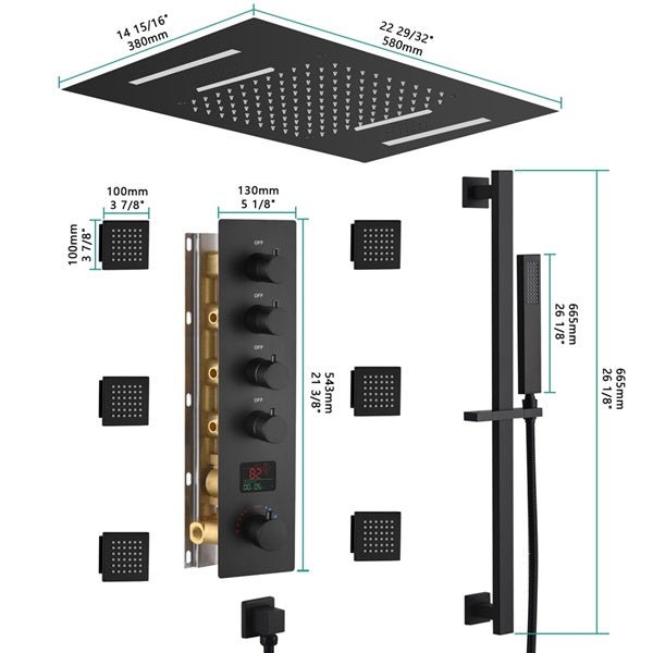 15"x23" Catania Digital LED Music Shower System by Cascada Showers - Cascada Showers