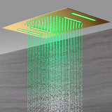 Cascada Luxury 15” x 23” LED Music shower system with built-in Bluetooth Speakers, 4 function (Rainfall, Waterfall, Body jet & Handshower) & Remote Control 64 Color Lights cascada system LED bluetooth shower head speaker hot cold music rain rainfall musical lights showerhead body spray jets waterfall misty ceiling mounted handheld high pressure multicolor holder matte black chrome oil rubbed bronze mixer remote control