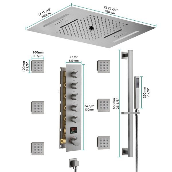 15"x23" Milan LED Music Shower System By Cascada Showers - Cascada Showers